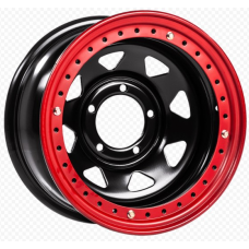 Off-Road-Wheels Black 10x16 5*139,7 Et:-44 Dia:110,1 черный с бедлоком (красный)